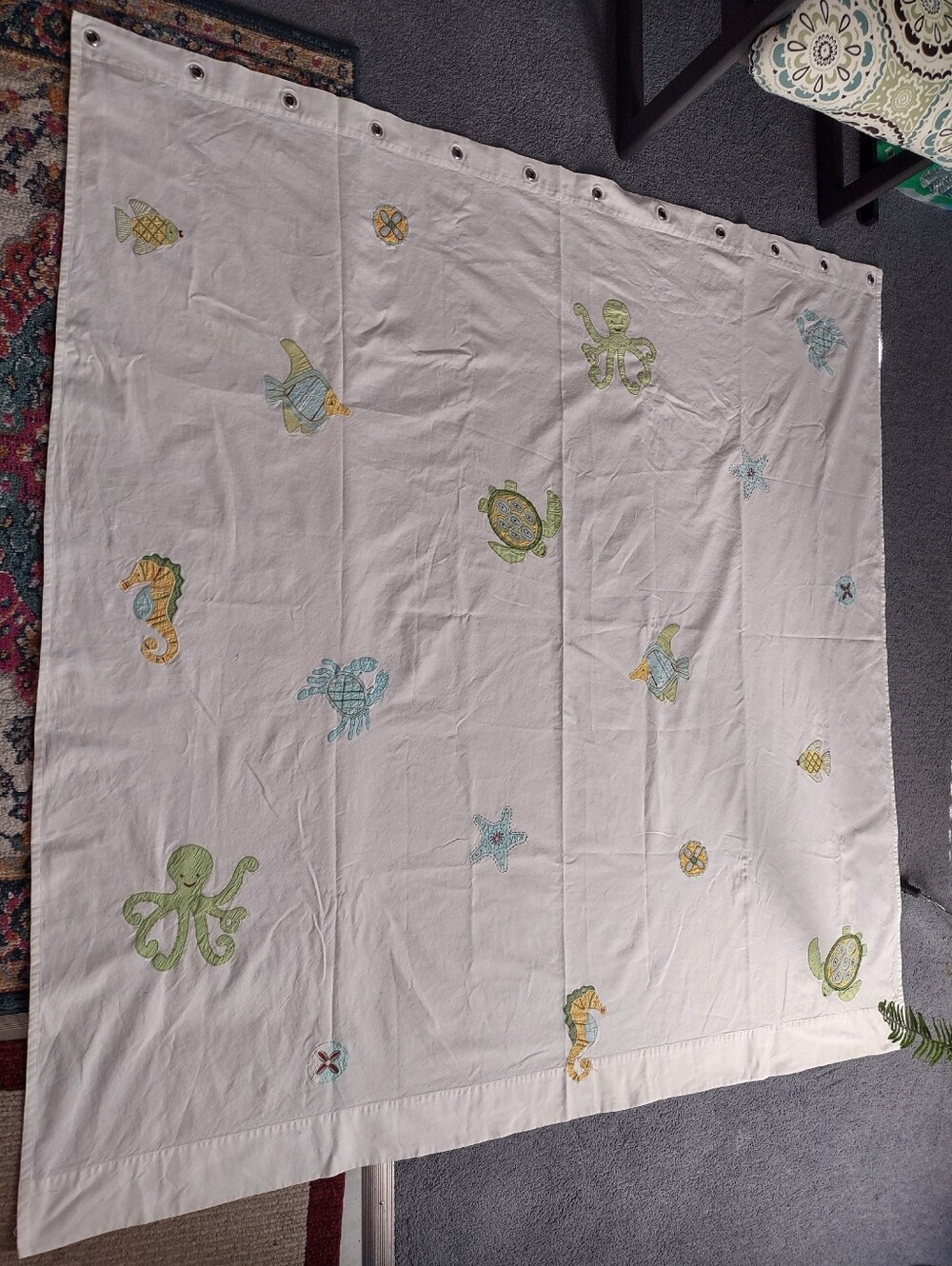 Vintage Pottery Barn Kids Fabric Shower Curtain